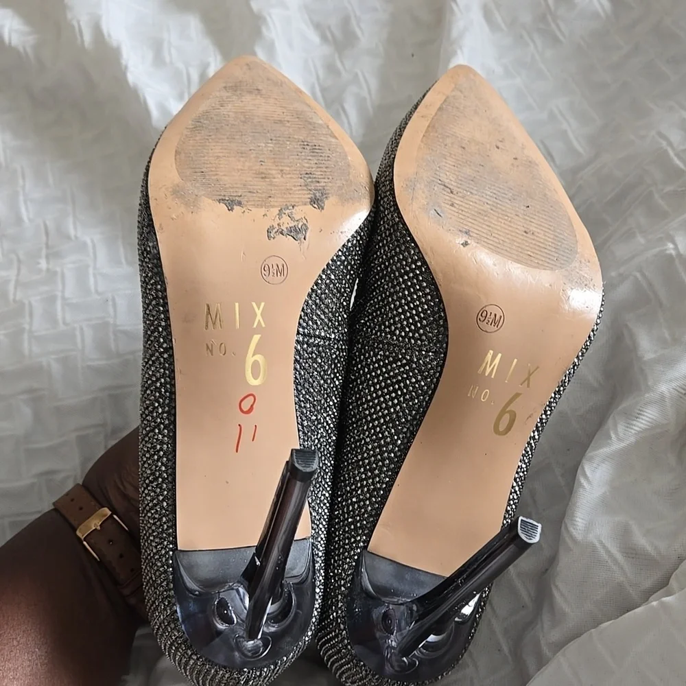 Mix No6 Danyah Elegant Glitter Silver Women's Heels Pumps Stiletto Heels Formal